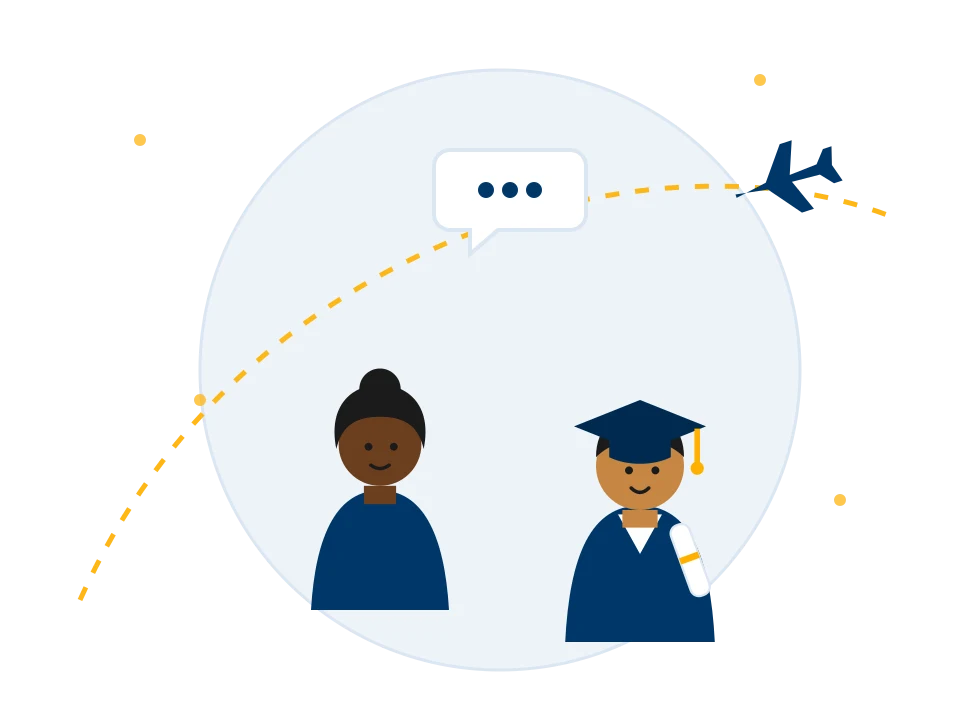 Illustration of a Chelis consultant advising a student